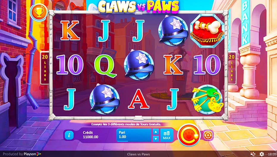 Rouleaux de la machine à sous Claws vs Paws