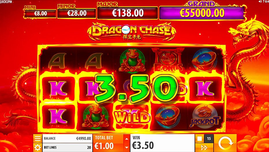 Lignes de paiement Dragon Chase