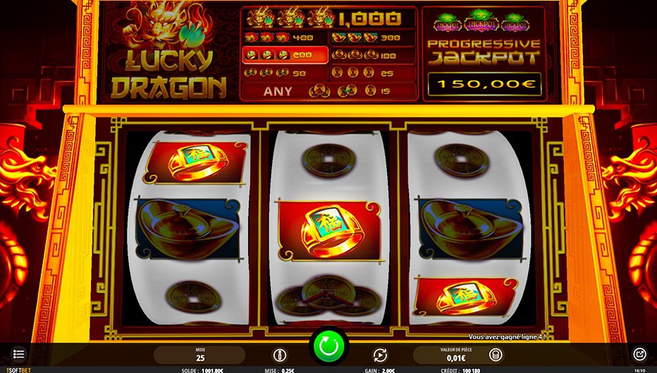 Lignes de paiement Lucky Dragon