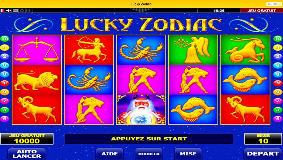 Rouleaux de la machine à sous Lucky Zodiac