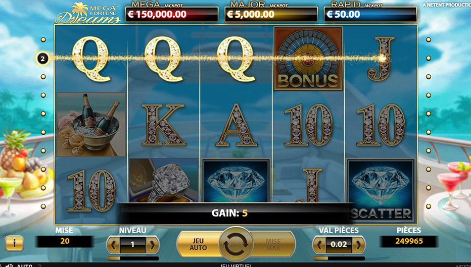 Lignes de paiement Mega Fortune Dreams