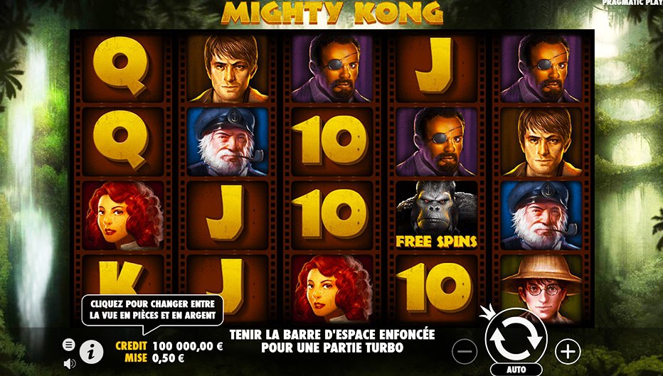 Rouleaux de la machine à sous Mighty Kong