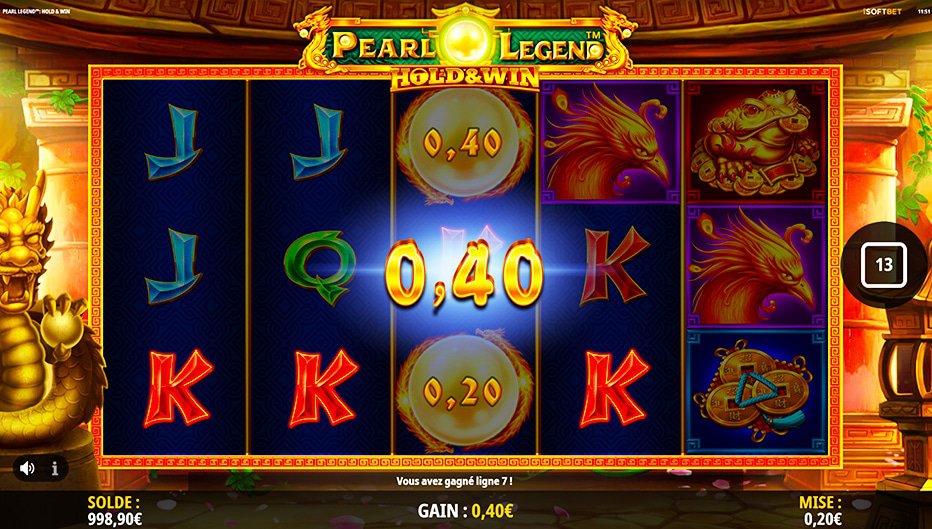 Lignes de paiement Pearl Legend Hold and Win