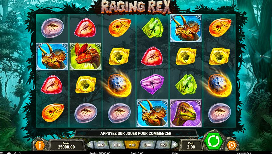 Rouleaux de la machine à sous Raging Rex