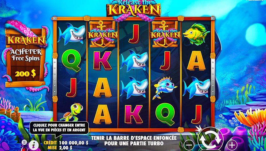 Rouleaux de la machine à sous Release the Kraken