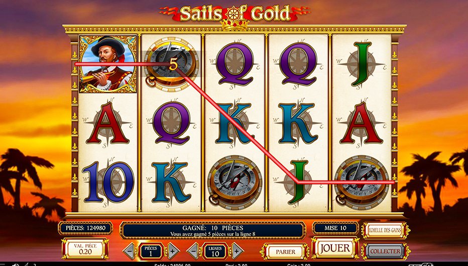 Lignes de paiement Sails of Gold