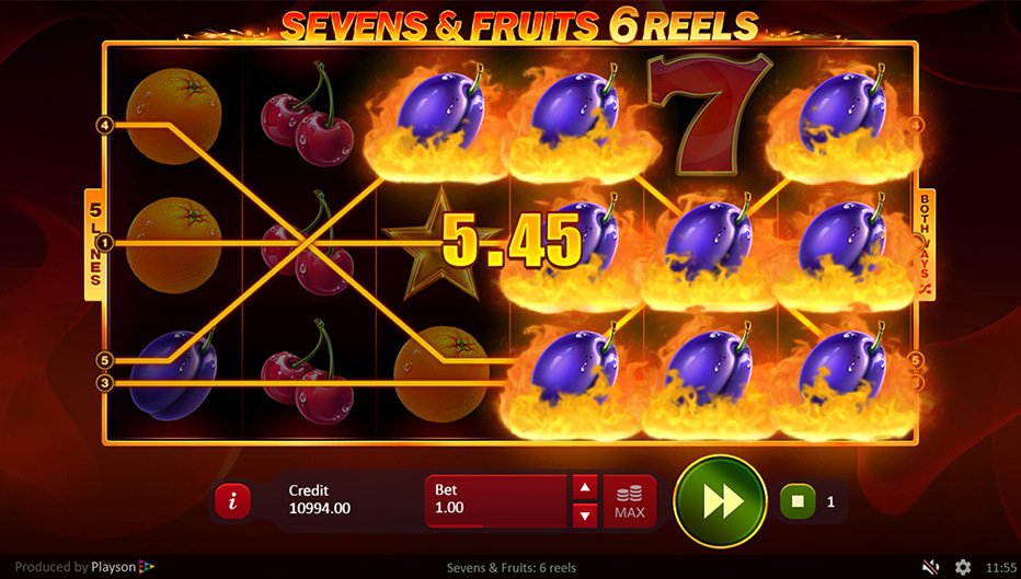 Lignes de paiement Seven n Fruits 6 Reels