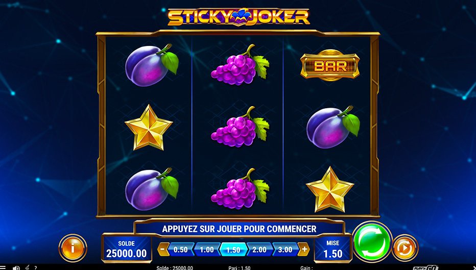 Rouleaux de la machine à sous Sticky Joker