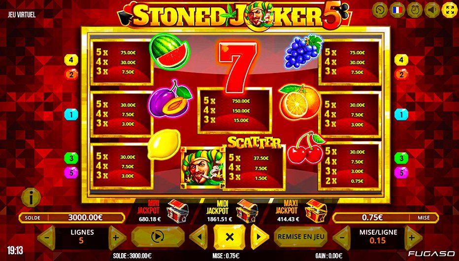 Table de paiement du jeu Stoned Joker 5