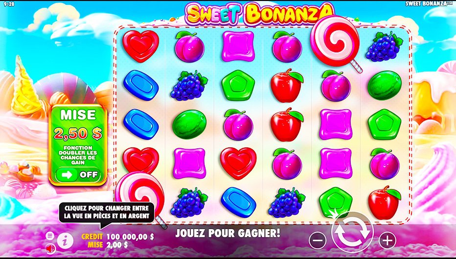 Rouleaux de la machine à sous Sweet Bonanza