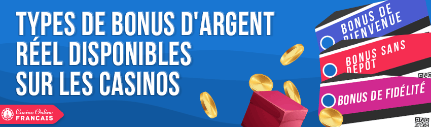 types de bonus d'argent reel