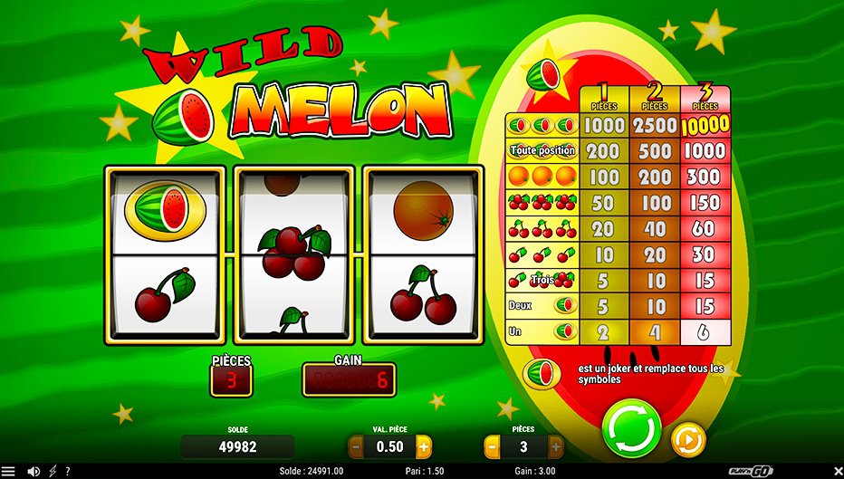 Table de paiement du jeu Wild Melon